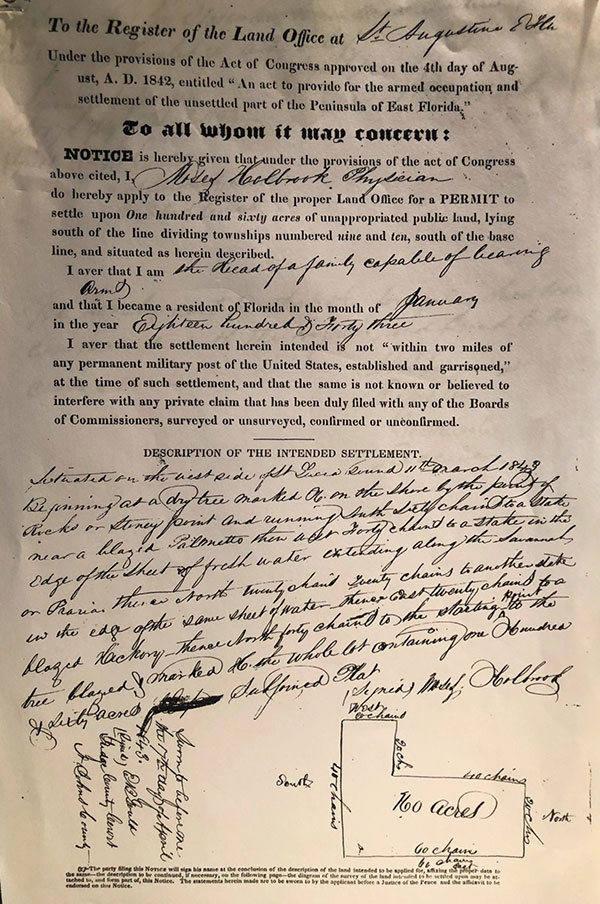 permit for Moses Holbrook