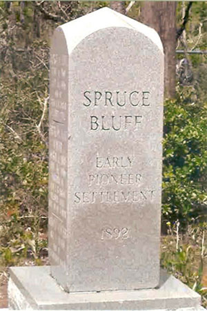 monument in Spruce Bluff Preserve