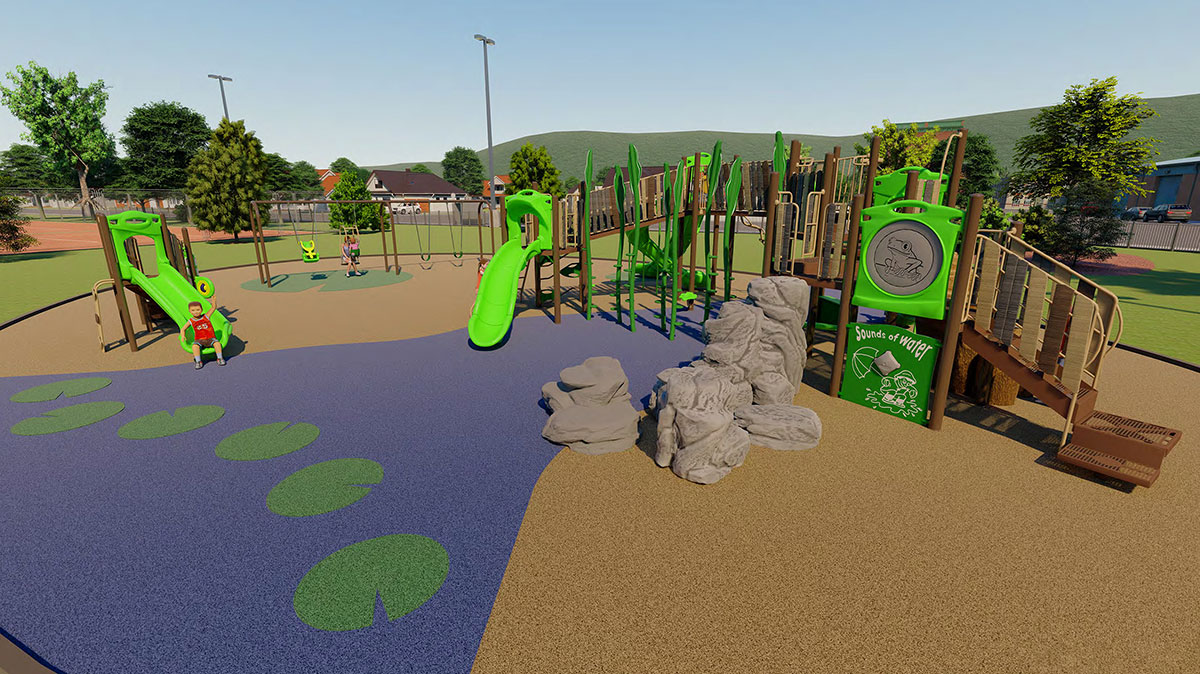 rendering shows the playground planned for the city’s new Winterlakes Neighborhood Park