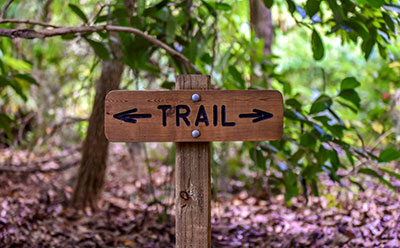 The trail head at Possum Long Nature Center in Stuart