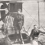 Madeline Davis poses aboard a seaplane