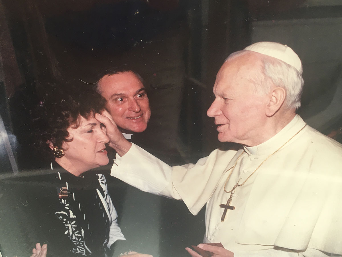 Katie Enns is blessed by Pope John Paul II 