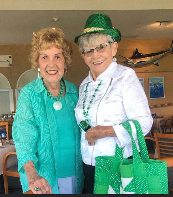 Katie and friend Alice Nash at the Pelican Yacht Club for St. Patrick's Day.