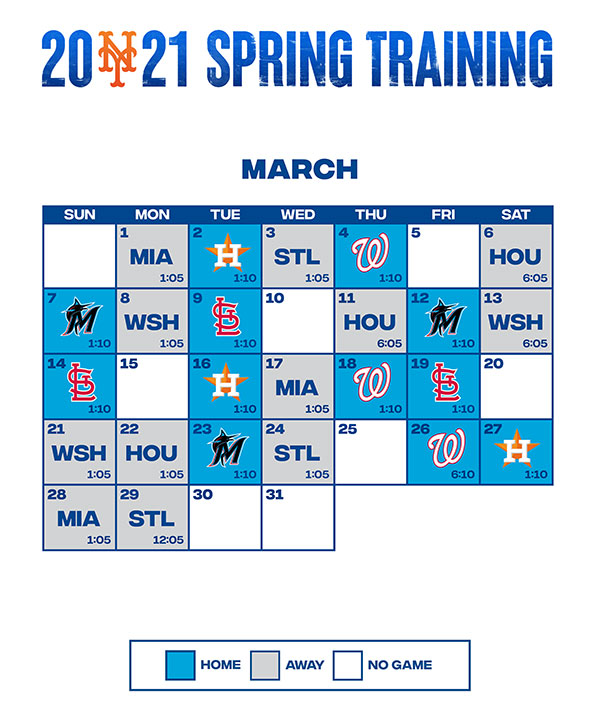 Mets Spring Training Schedule 2021