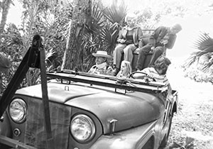 Dan Grigas takes the Jeep for a ride with Catherine and Meg Enns and their great-uncle and great-aunt, Bob and Christine Gladwin