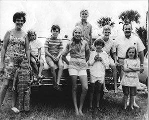 Bob and Katie Enns and their eight children about 1968