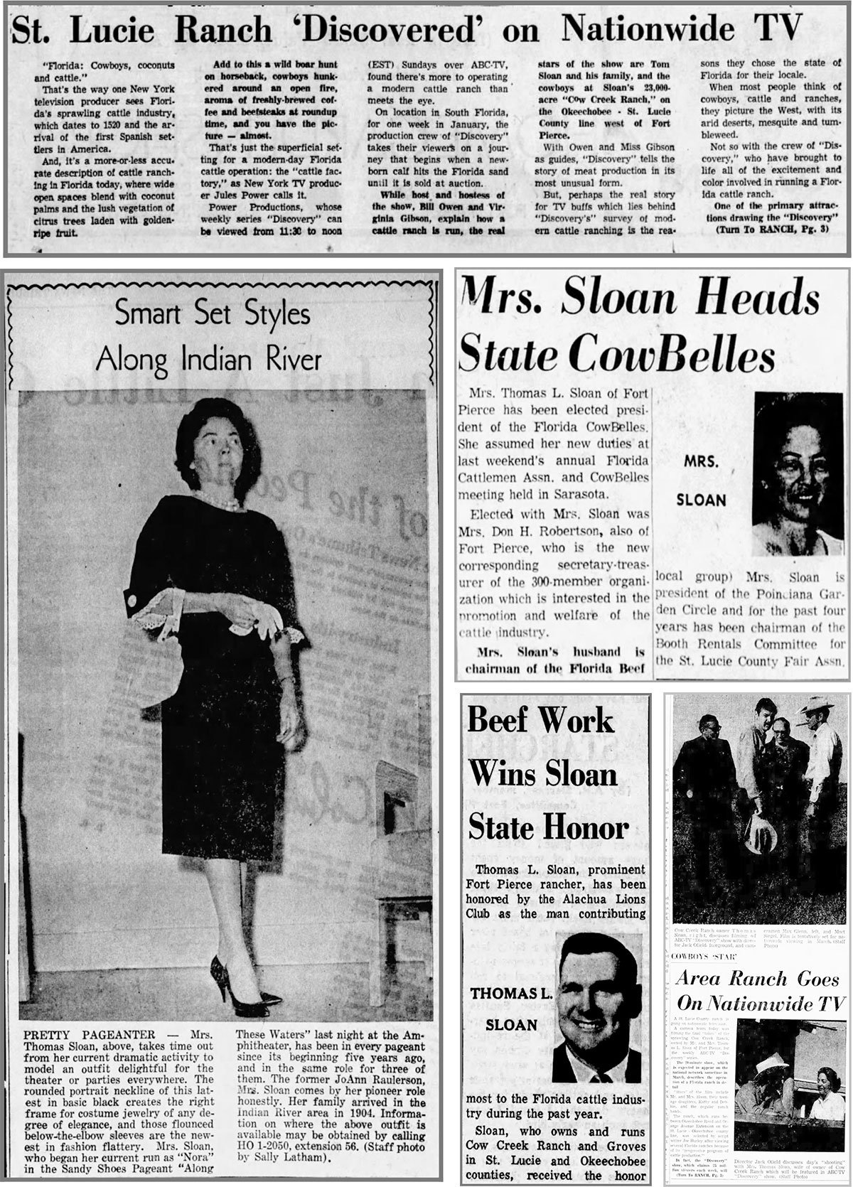 Headlines from local newspapers show Tommy and Jo Ann Sloan's accomplishments during the 1960s.