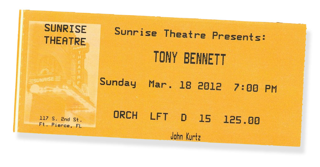 Tony Bennett concert ticket