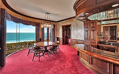 In the home's red-carpeted club room,