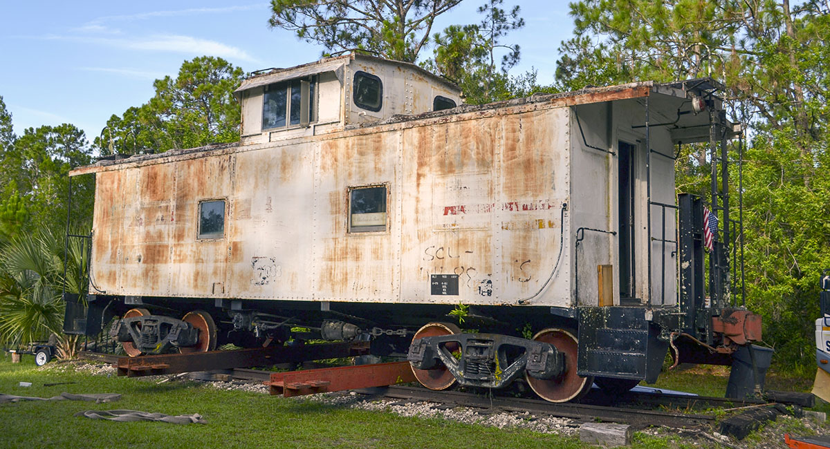 An antique railroad caboose