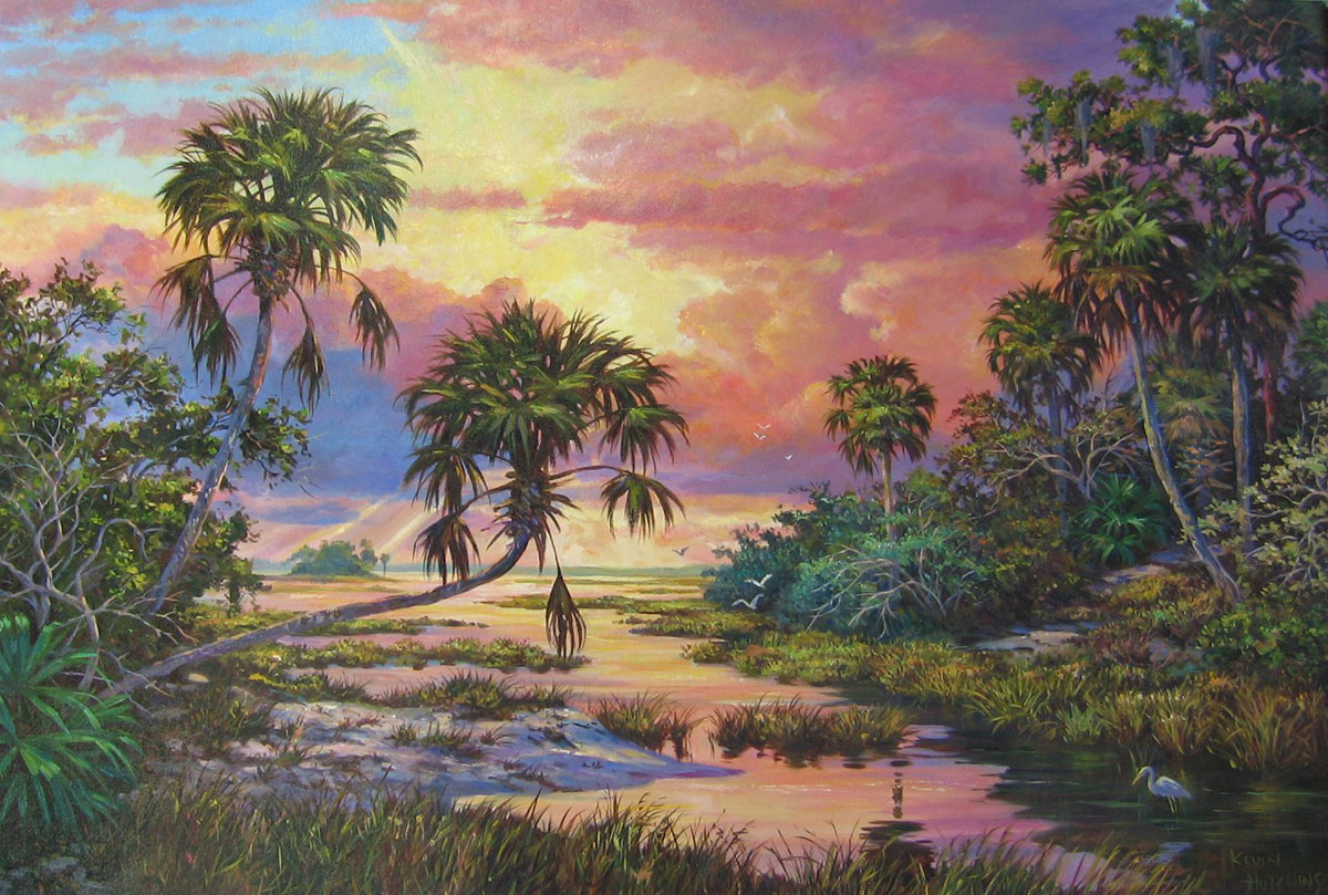 Hutchinson’s paintings show the unspoiled beauty of Florida.