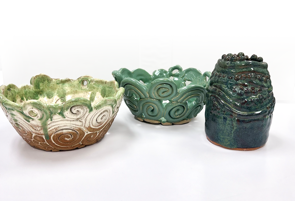 Three ceramic works Treasure Coast Pottery.
