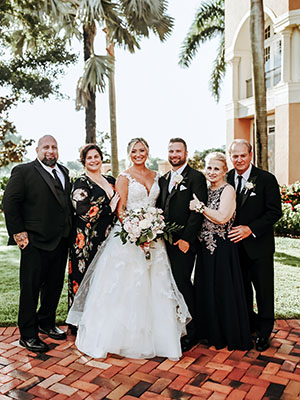 family with bride and groom