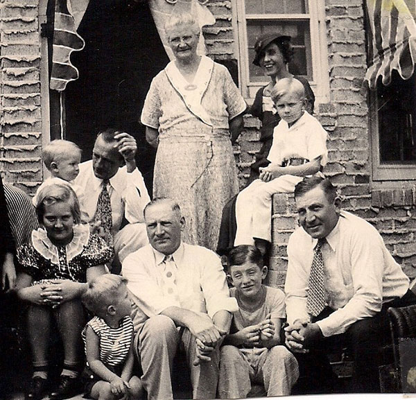 Brothers Putz, back row, Ed and Snitz with their children and their mother Anna, about 1945