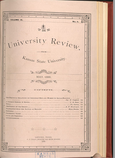 Cornelius and Elizabeth Enns, wrote an article for the University Review