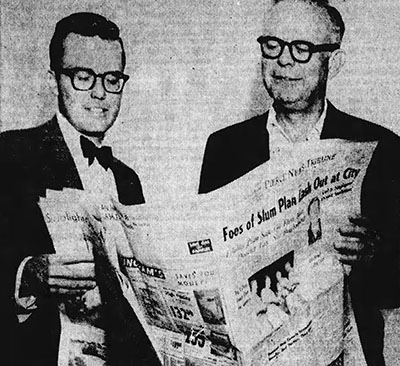 Look magazine owner Gardner Cowles, right, purchased the Fort Pierce News-Tribune in 1959 and tapped his son-in-law, Jack Harrison, to run it as publisher. Harrison would later create a division of 36 newspapers for the New York Times Co.