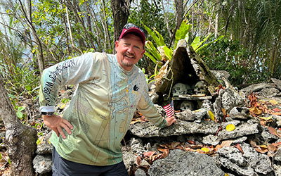 Beach and his friends took a day-long boat trip to Skull Island, where the U.S. Army fought the Japanese forces at Munda Point.