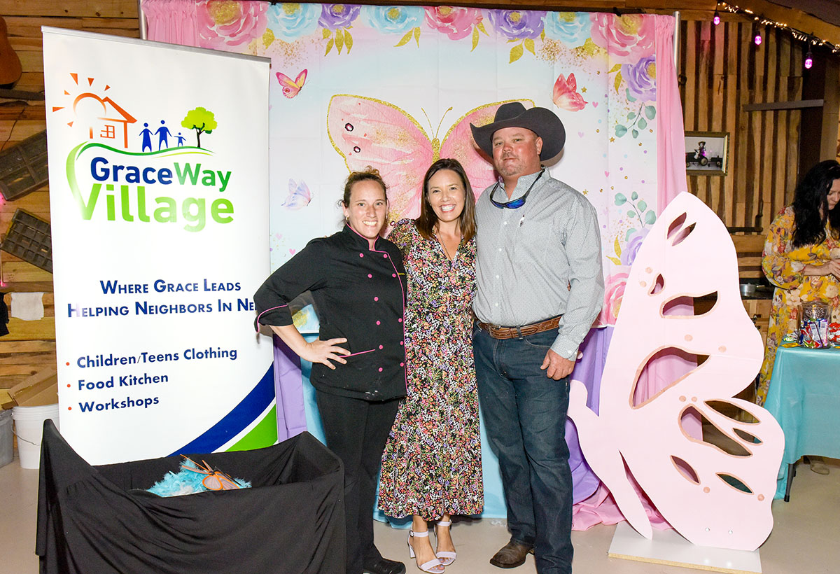 Chef Maria Sanchez, left, and CEO Chrystal Netherton with her husband, Aaron, attended the 10th annual Butterfly Kisses event in 2023, a father-daughter [or granddaughter] dance, that raised money through ticket sales, sponsorships, raffles and a silent auction.