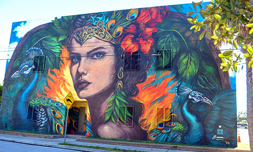 Peacock mural Awena by artist Samara Ash