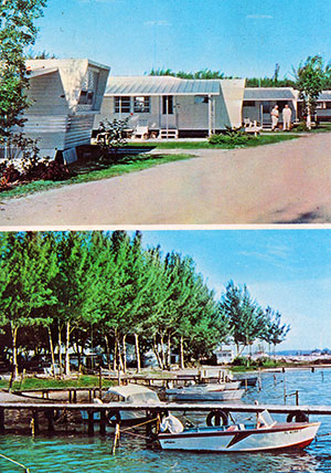 This postcard from the mid-1900s depicts an idyllic life at Causeway Mobile Home Park