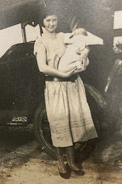 Laura Upthegrove with her first child, Wilson.