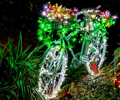 Bicycle covered in lights