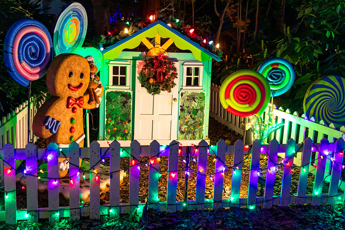 Displays such as this gingerbread man and candy are especially appealing to children.