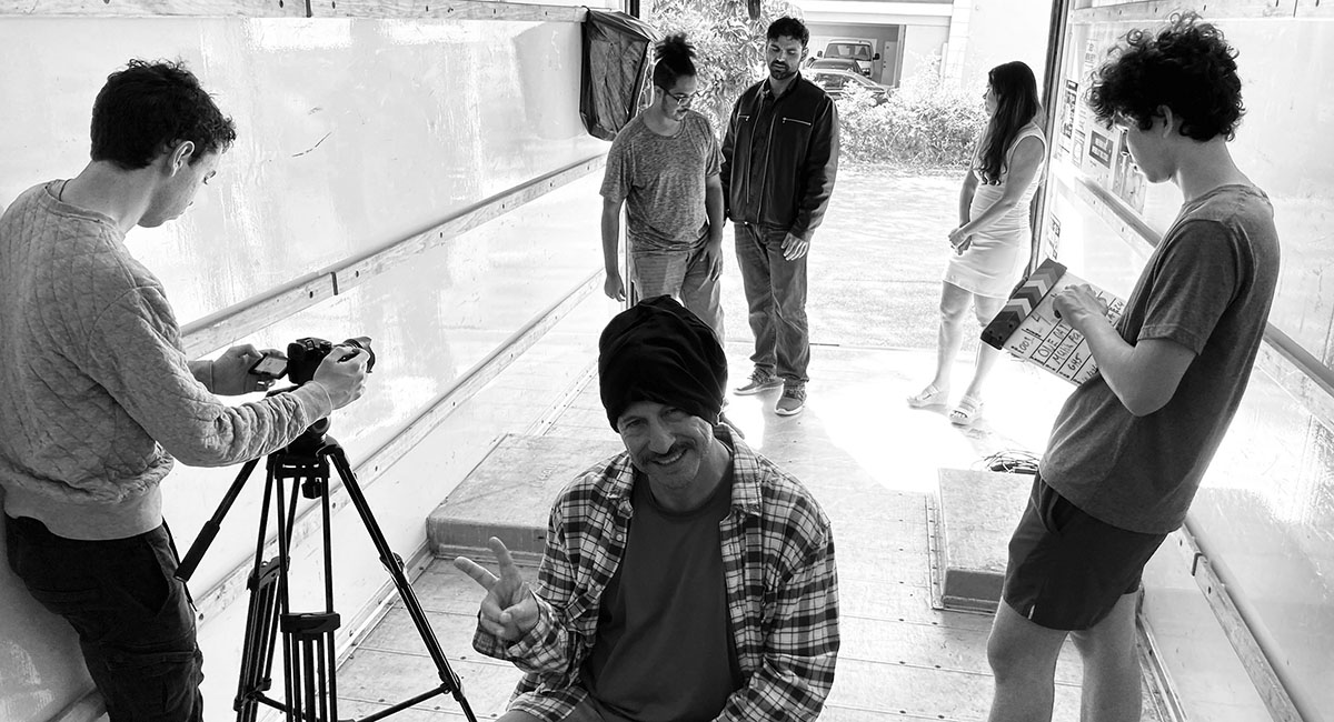 Taking a break while filming a student project in North Palm Beach, Santa enjoys opportunities to hone his craft, stretch himself creatively and learn more.