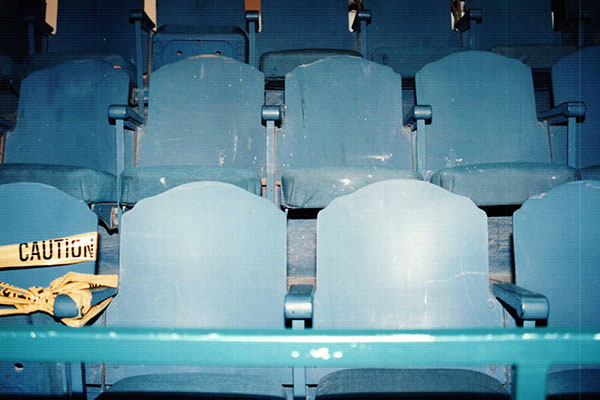 The old blue seats were tattered and had to be torn out and replaced during one of the renovations.