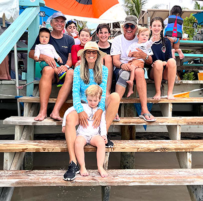 Karen and Brian Cunningham spend a day in Little Harbour, Abaco Islands with their grandchildren and other families representing generations of the Grady Bunch club.