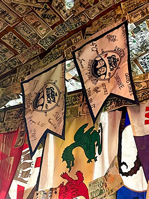The Grady Bunch club’s burgee flies proudly in the Green Turtle Club, a beloved destination in the Bahamas.