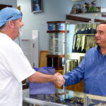 Hawk with customer