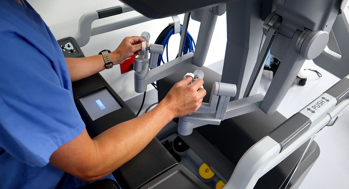 The da Vinci system is controlled by surgeons at a separate computer console. ELLEN GILLETTE PHOTOS